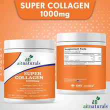 Collagen peptides powder jar set with front and back label, 200 g container