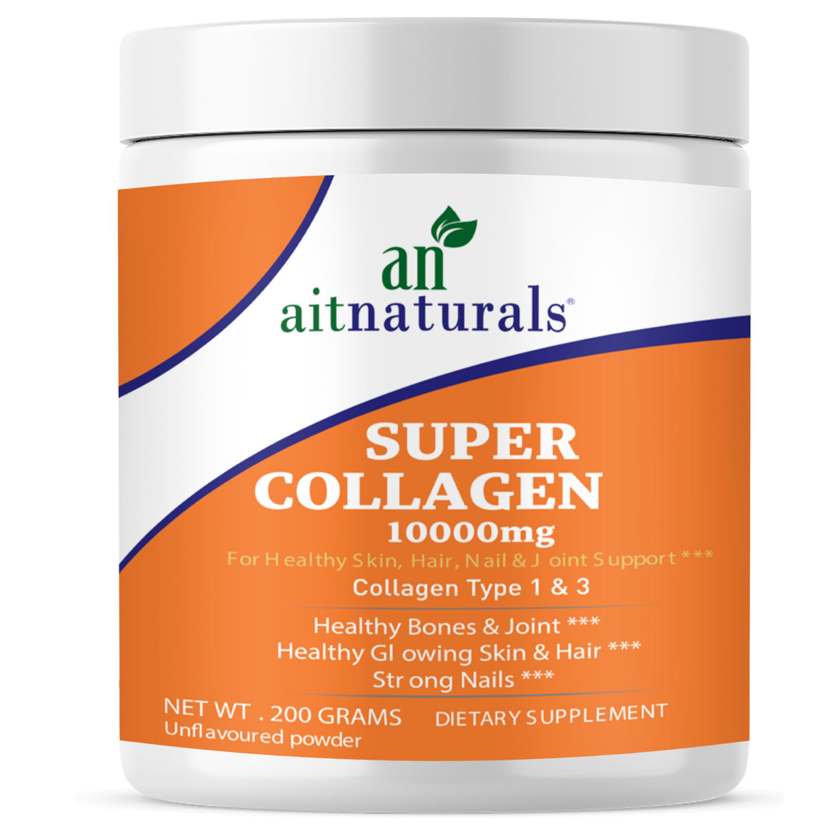 aitnaturals Super Collagen 10000mg jar for skin hair nails and joints collagen peptides powder unflavoured