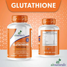 Aitnaturals Glutathione Complex bottles, front and back label with supplement facts