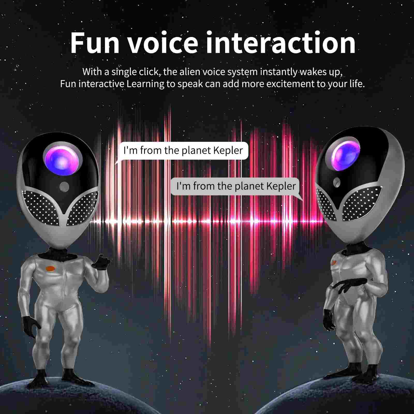 Huitich alien shape galaxy star projector lamp with fun voice interaction and animated alien design