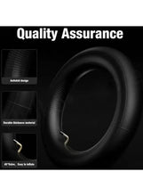 Inflatable scooter tire, black tread with inner tube visible