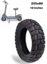 255x80 10-inch all-terrain scooter tire, black with red tread lines