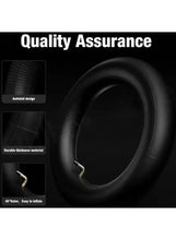 All-terrain inflatable tire and inner tube, black with raised tread pattern