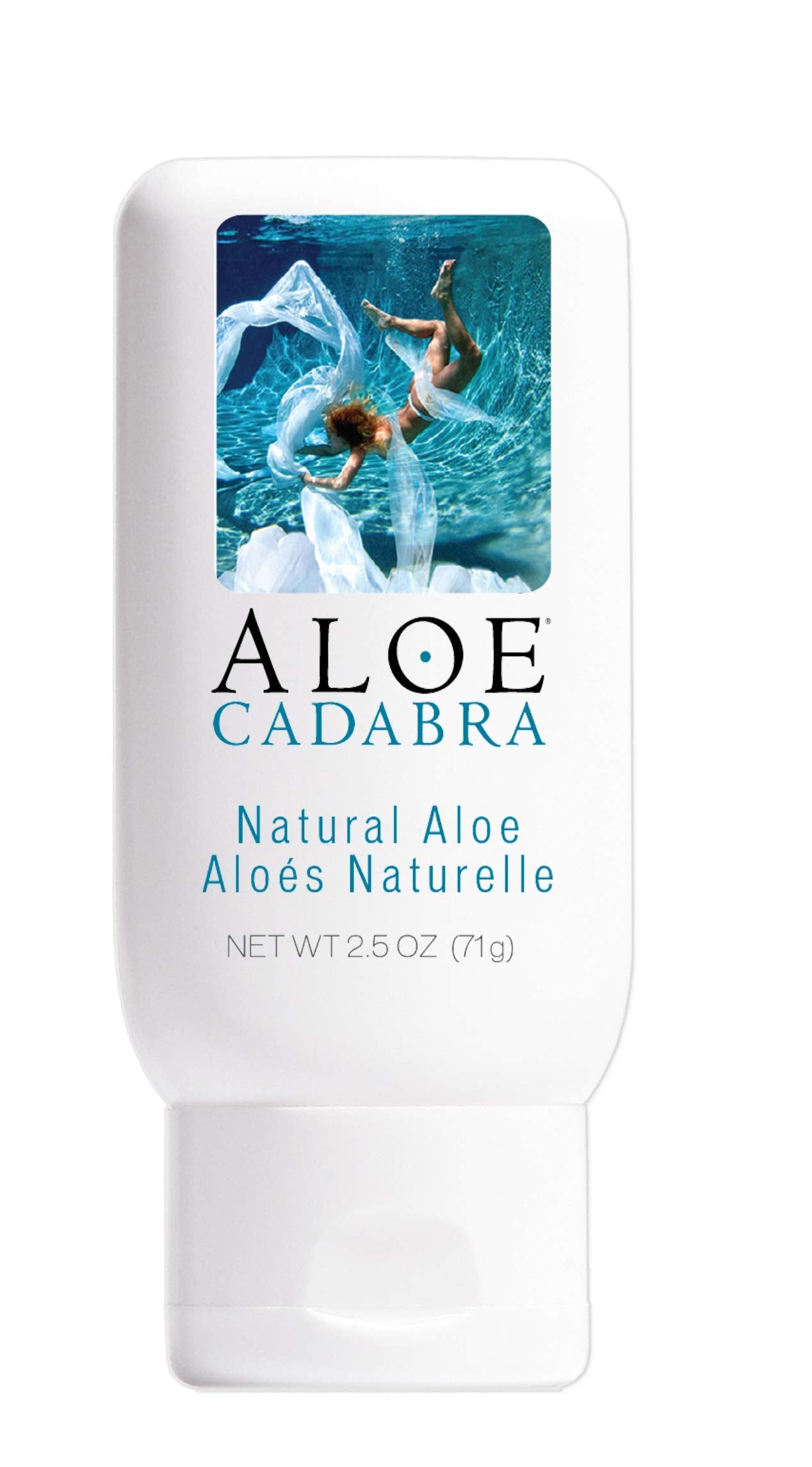 Aloe Cadabra Natural Aloe 2.5 oz white squeeze bottle with swimmer label organic aloe vera personal lubricant