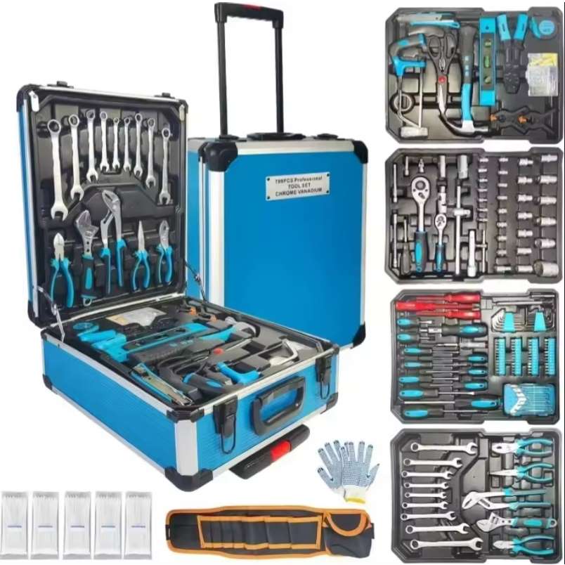 799-Piece Aluminum Trolley Tool Set – Complete Household Repair Kit with Tool Belt