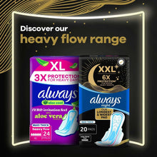 Heavy flow range pad packs, XL and XXL, maxi thick, with winged pad illustrations
