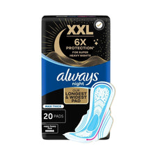 Maxi thick overnight pad pack, XXL, 20 pads, with winged pad illustration