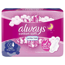 Always cotton soft ultra thin night sanitary pads, large, 7-count pack