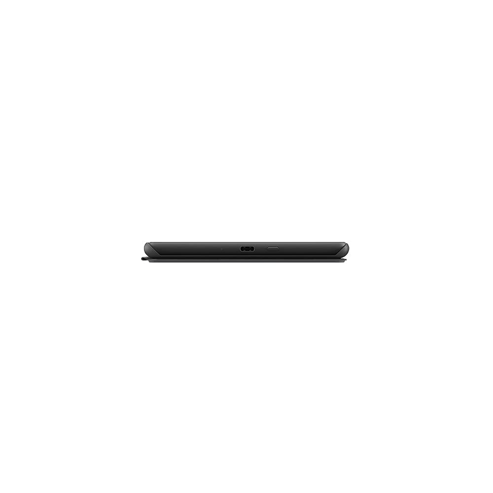 Slim profile of 11th generation Kindle case black by Huitich AMZ showing charging port and sleek design