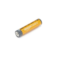 Single Amazon Basics AAA alkaline batteries 36 pack battery with orange and gray design