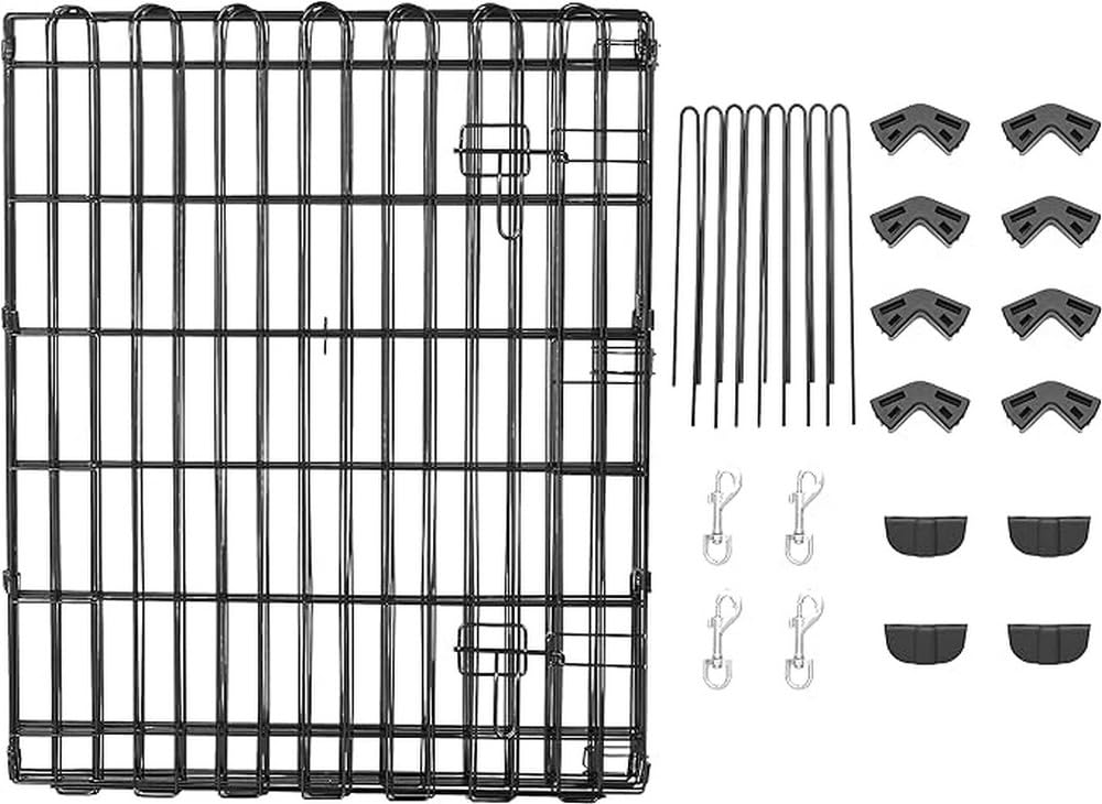 Huitich foldable metal dog playpen with assembly accessories for safe pet playtime