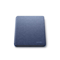 Blue amazon kindle case fabric cover with textured surface and Kindle logo