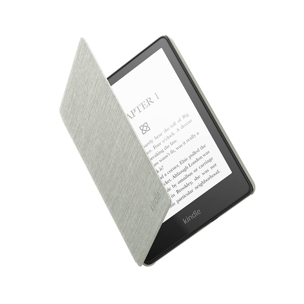 Huitich AMZ Kindle Paperwhite 11th Generation cover in light gray fabric with protective front flap