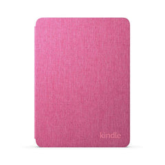 Pink Kindle Paperwhite fabric case with textured surface and kindle logo for e-reader protection