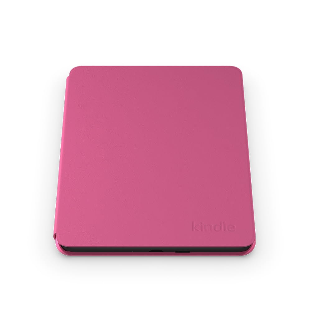 Pink Kindle Paperwhite plant-based case with smooth finish and embossed Kindle logo