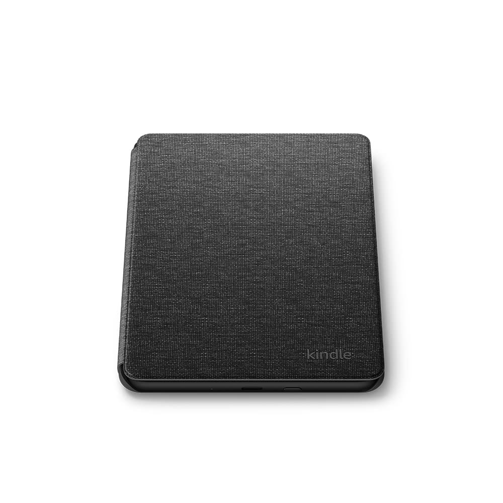 Black thin lightweight Kindle cover with textured fabric finish by Huitich AMZ