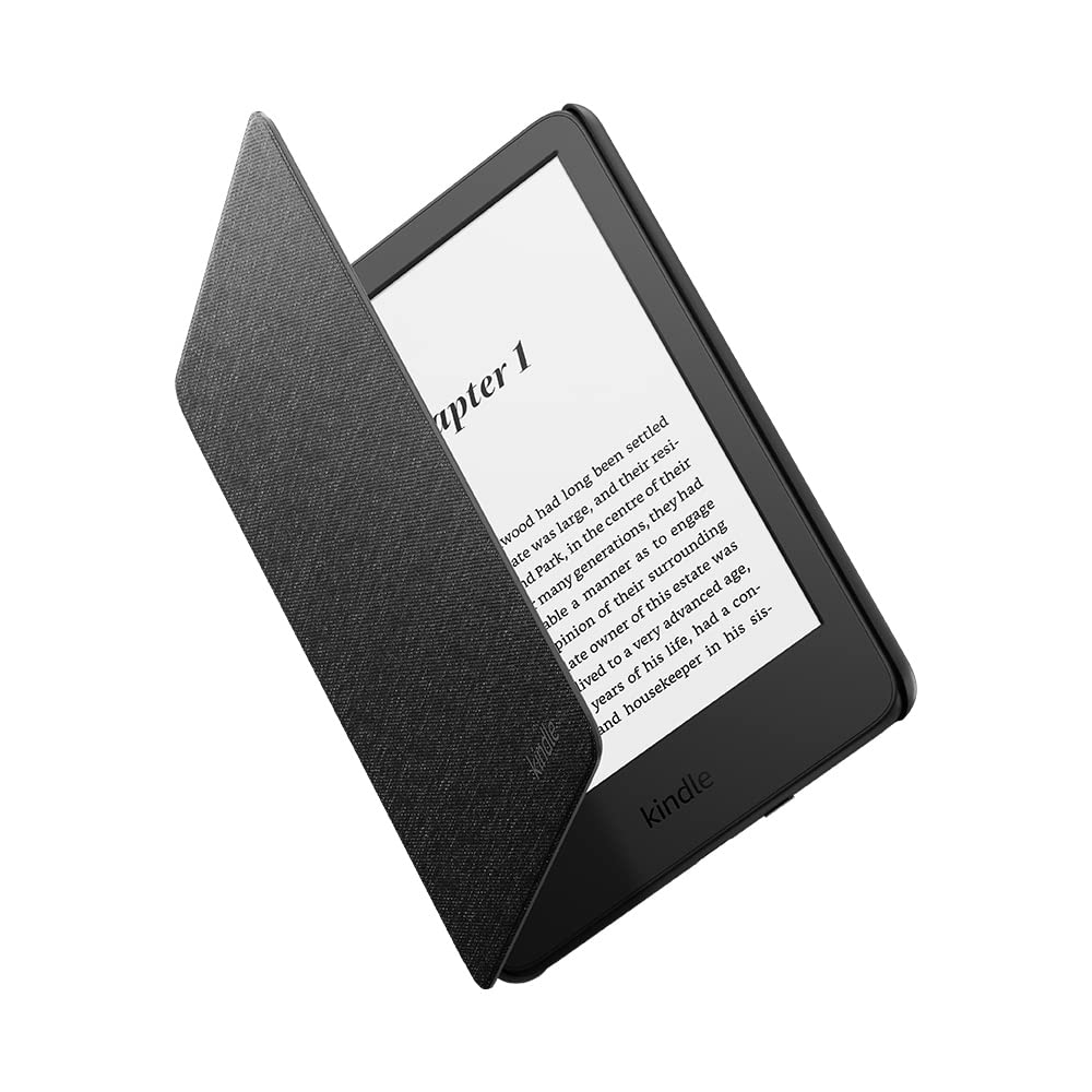 Huitich AMZ thin lightweight Kindle cover in black protecting an open Kindle e-reader