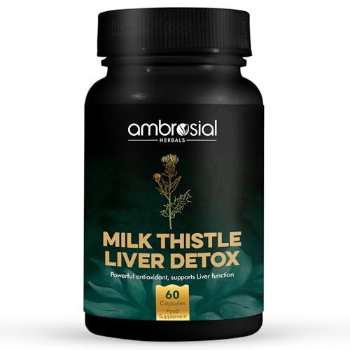 AMBROSIAL milk thistle liver detox capsules black bottle 60 capsules herbal supplement for liver support