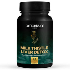 AMBROSIAL milk thistle liver detox capsules black bottle 60 capsules herbal supplement for liver support