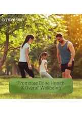 Promotes bone health & overall wellbeing message with people outdoors