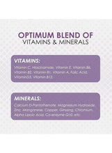 Women's multivitamin label card listing vitamins and minerals