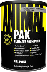Animal Pak multivitamin UAE in a black canister with 30 pill packs for improved health performance