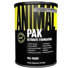 Black and yellow vitamin supplement canister with black lid and bold front label