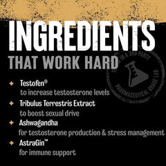 Animal supplement ingredients list showing Testofen Tribulus Ashwagandha AstraGin for testosterone booster for men