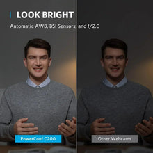 Split-screen webcam framing of a person in gray sweater