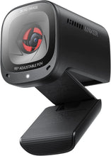 Black 2K HD webcam with adjustable FOV and red lens indicator