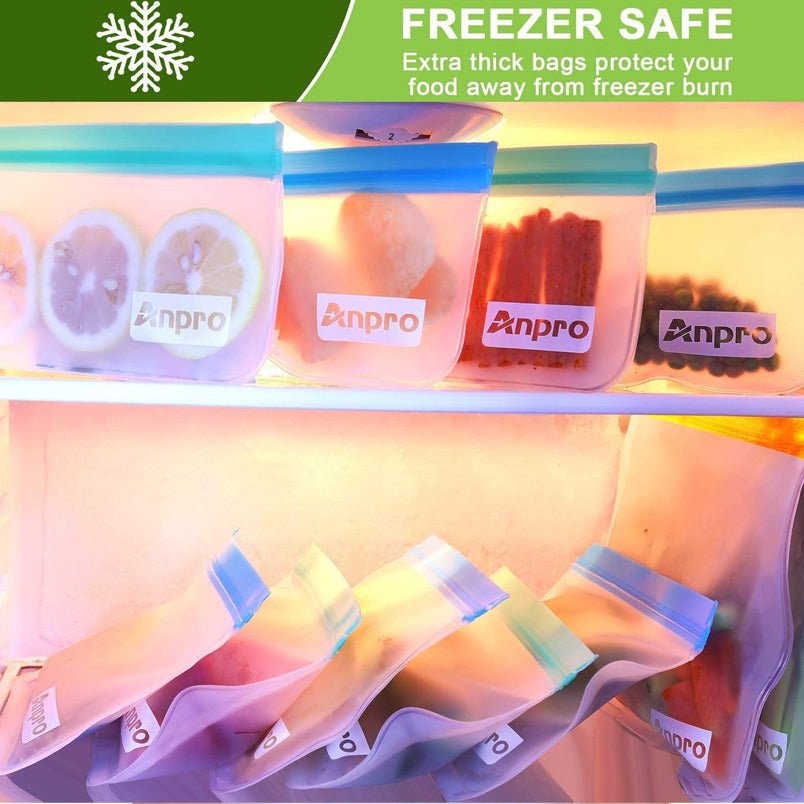 Huitich 10 pack eco-friendly snack bags with freezer safe seal storing lemon slices and snacks