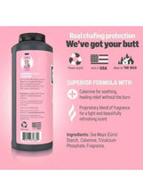 Back label of anti-friction body powder bottle with directions and ingredients