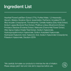 ANUA ingredient list for Anua Heartleaf 77 Soothing Toner showing natural extracts and hyaluronic acid blend