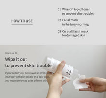 Anua 77+ toner how-to-use instructions: wipe, facial mask, cure-all mask