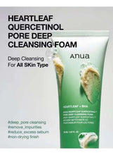 Anua Heartleaf Quercetinol pore deep cleansing foam tube on pale card, green label