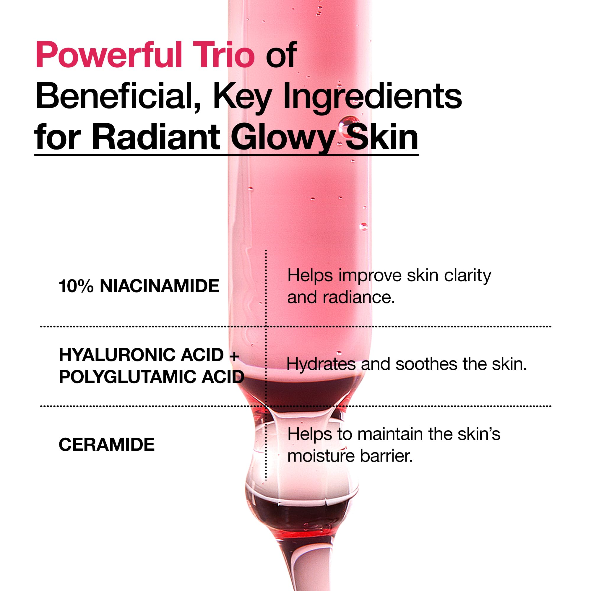 Tranexamic acid serum fragrance free highlighting key ingredients niacinamide hyaluronic acid and ceramide for radiant skin