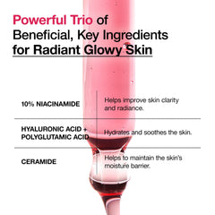 Tranexamic acid serum fragrance free highlighting key ingredients niacinamide hyaluronic acid and ceramide for radiant skin