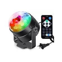 Black LED disco ball light with rainbow prism globe and push-button remote