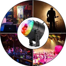 LED disco ball light with rainbow prism globe on stand in circular layout