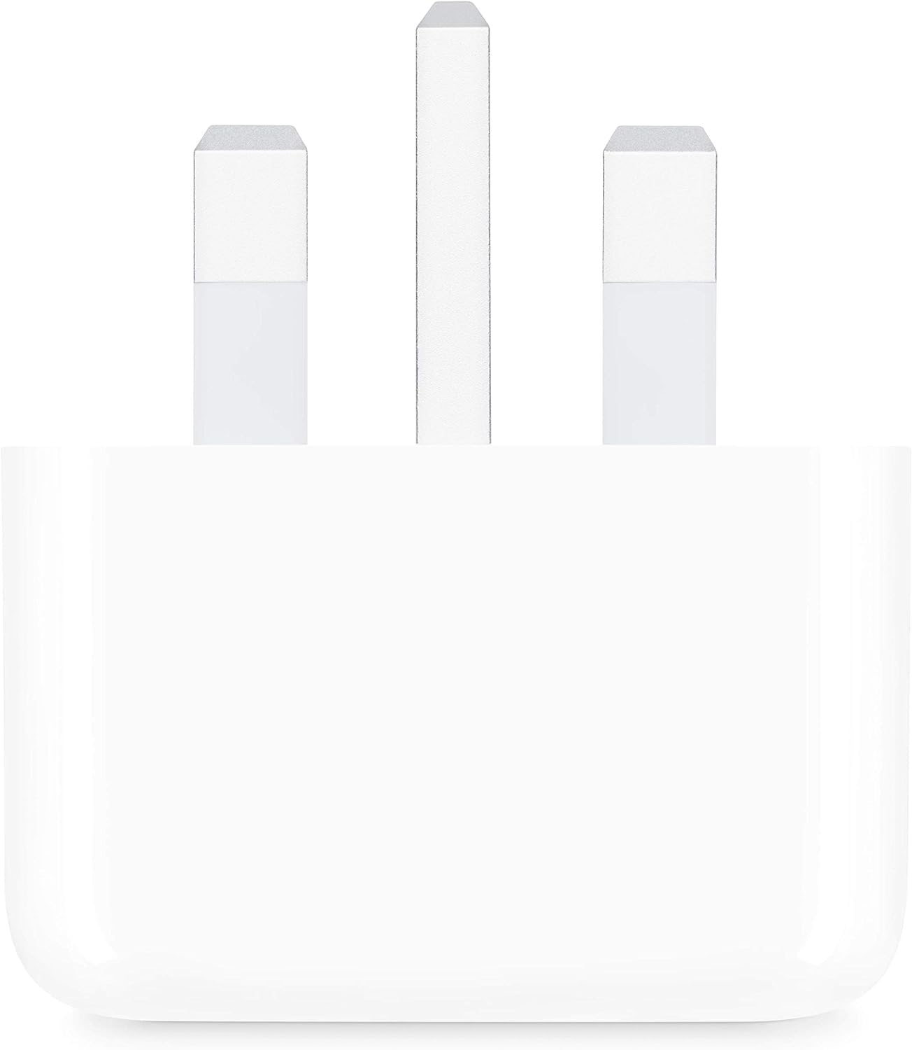 White fast charging adapter for iPhone with three-prong plug from Apple Store