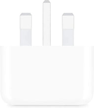 White fast charging USB plug adapter with vertical center pin and two side pins