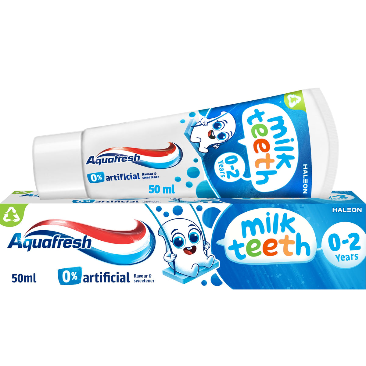 Aquafresh Milk Teeth 50ml baby toothpaste for 0-2 years gentle fluoride formula with zero artificial flavors