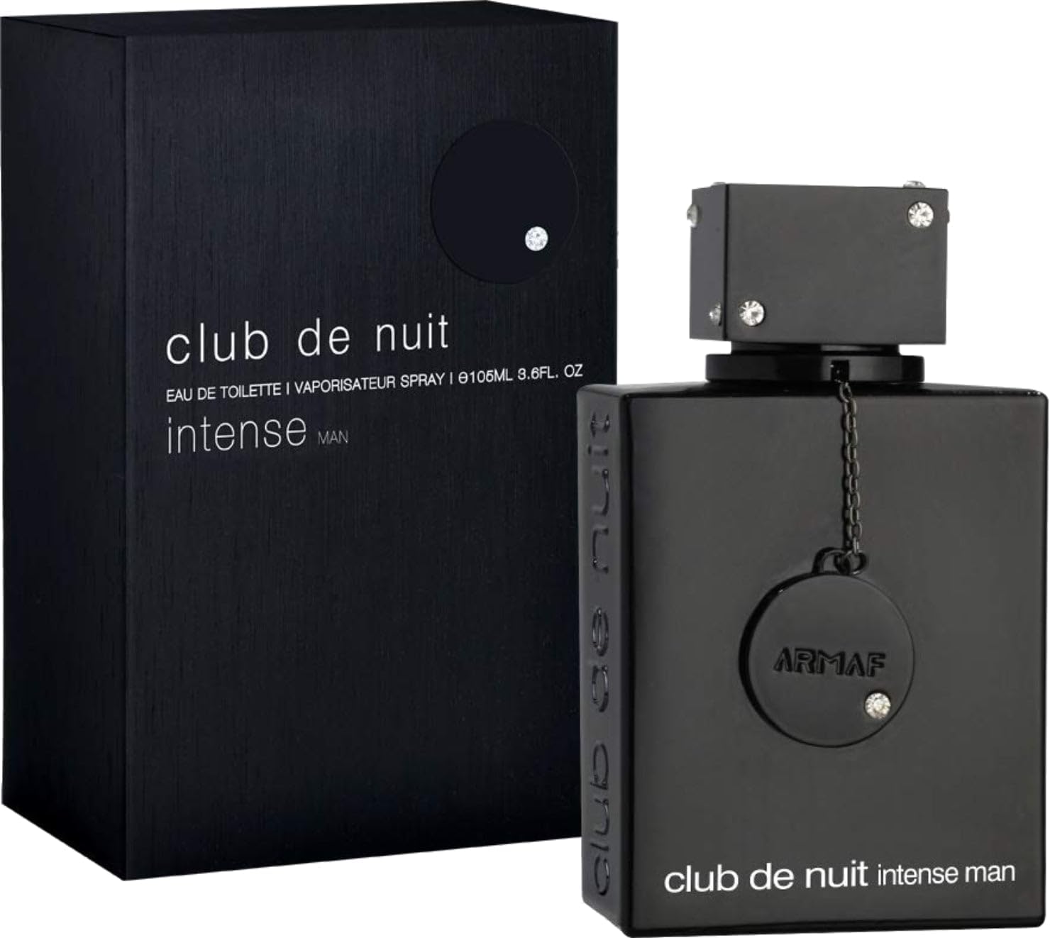 Armaf Club de Nuit Intense Man Eau de Toilette black bottle with packaging box