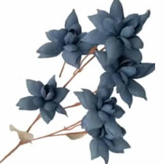 Huitich artificial blue blossom flowers with realistic petals on brown stems for home decor