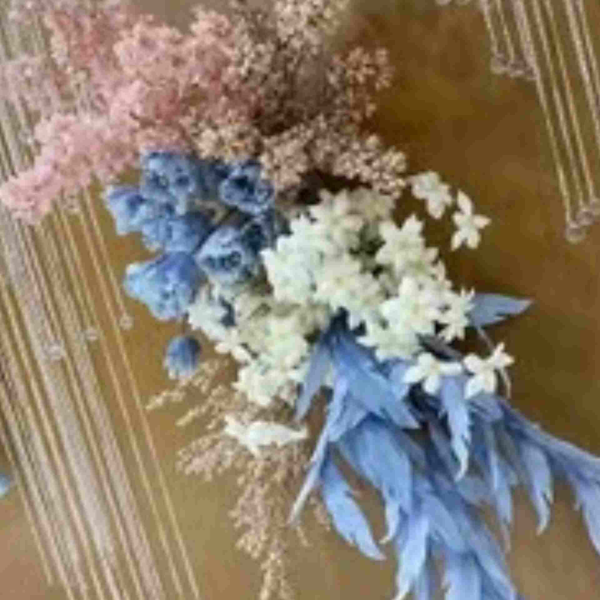 Huitich artificial blue blossom flowers mixed with white and pink artificial flowers bouquet
