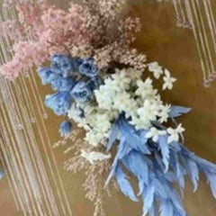 Huitich artificial blue blossom flowers mixed with white and pink artificial flowers bouquet