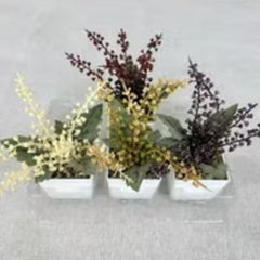 Huitich artificial bonsai plant for home decor featuring three small pots with colorful berry branches and green leaves