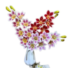 Huitich artificial flower decor set with red and purple flowers in clear vase for home decoration