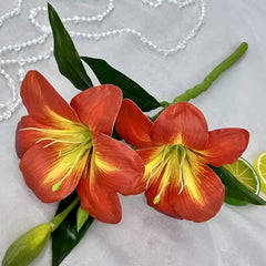 Huitich artificial flowers pack for decoration featuring vibrant orange and yellow blooms with green leaves