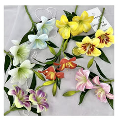 Huitich artificial flowers pack for decoration with colorful realistic blossoms and green leaves